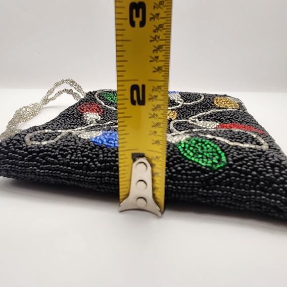 Inge Christopher Beaded Christmas Lights Purse Black Holiday Mini Bag Vintage - Picture 7 of 14